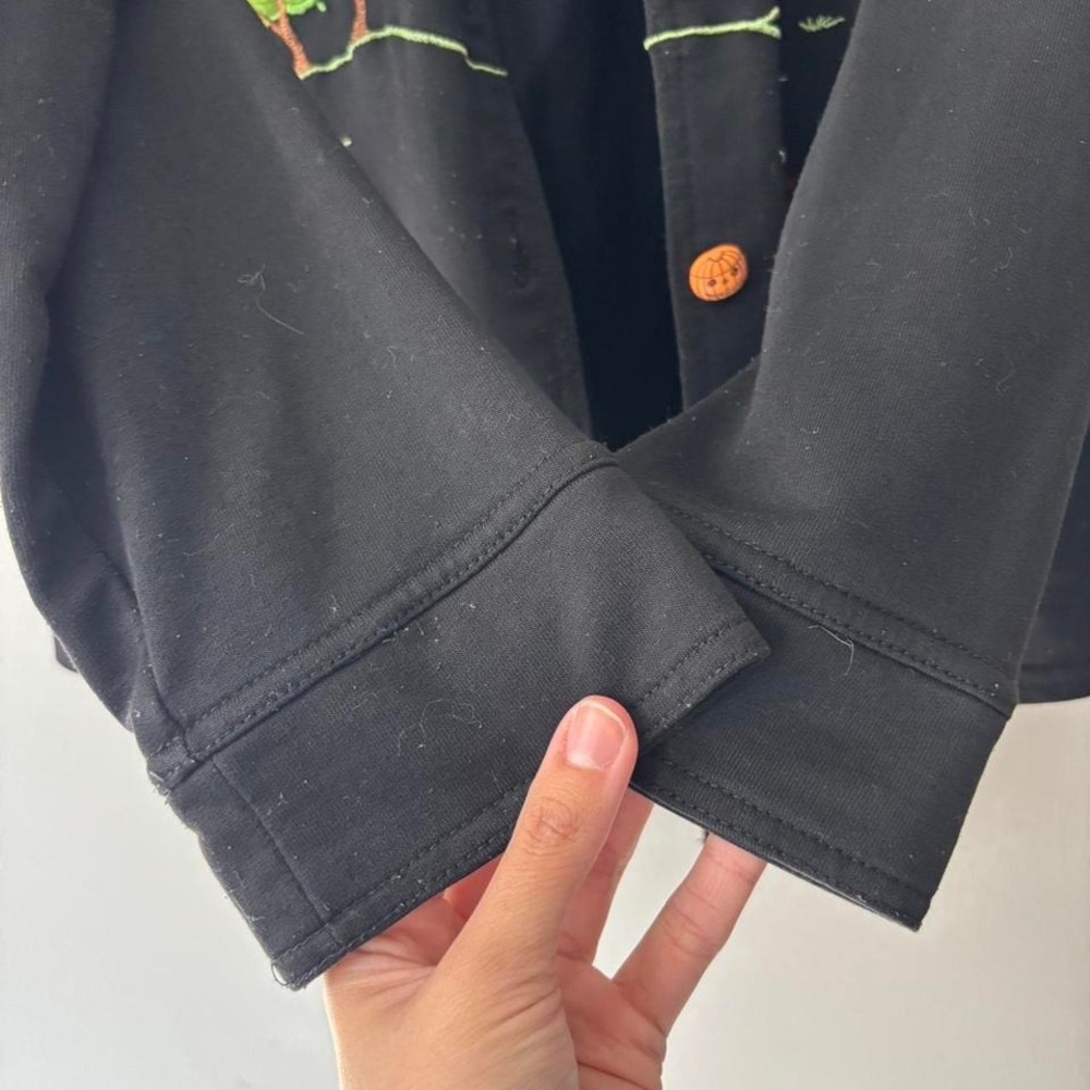 Vintage Grunge Black Embroidered Scarecrow Retro Pumpkin Fall Shirt - Medium - Picture 7 of 8